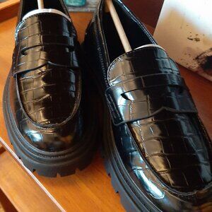 2 pairs black chunky loafers NWOT